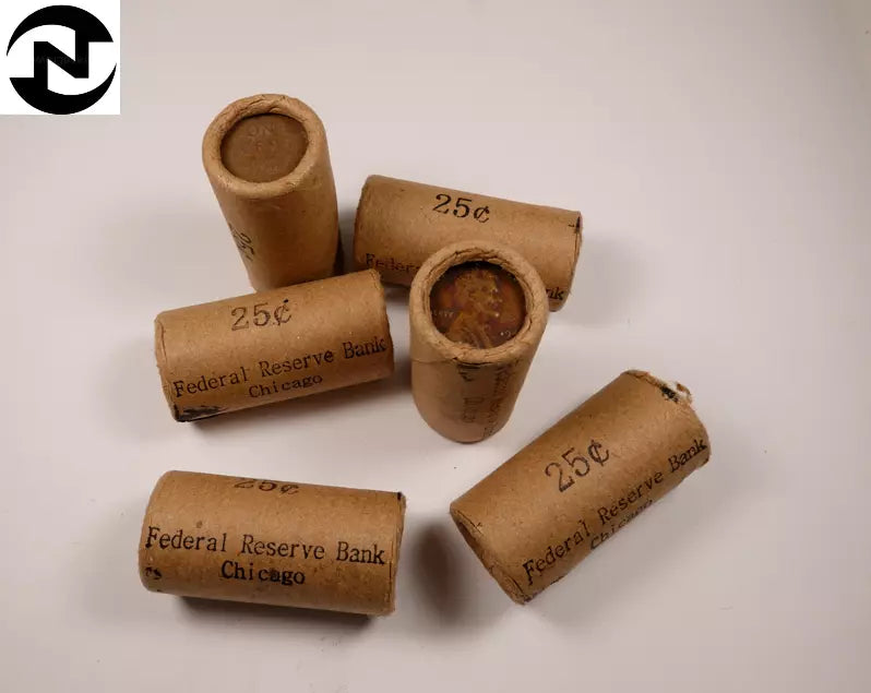 Lincoln Wheat Cent SEALED 25C Roll ~ Half Roll ~ Federal Reserve Bank Chicago