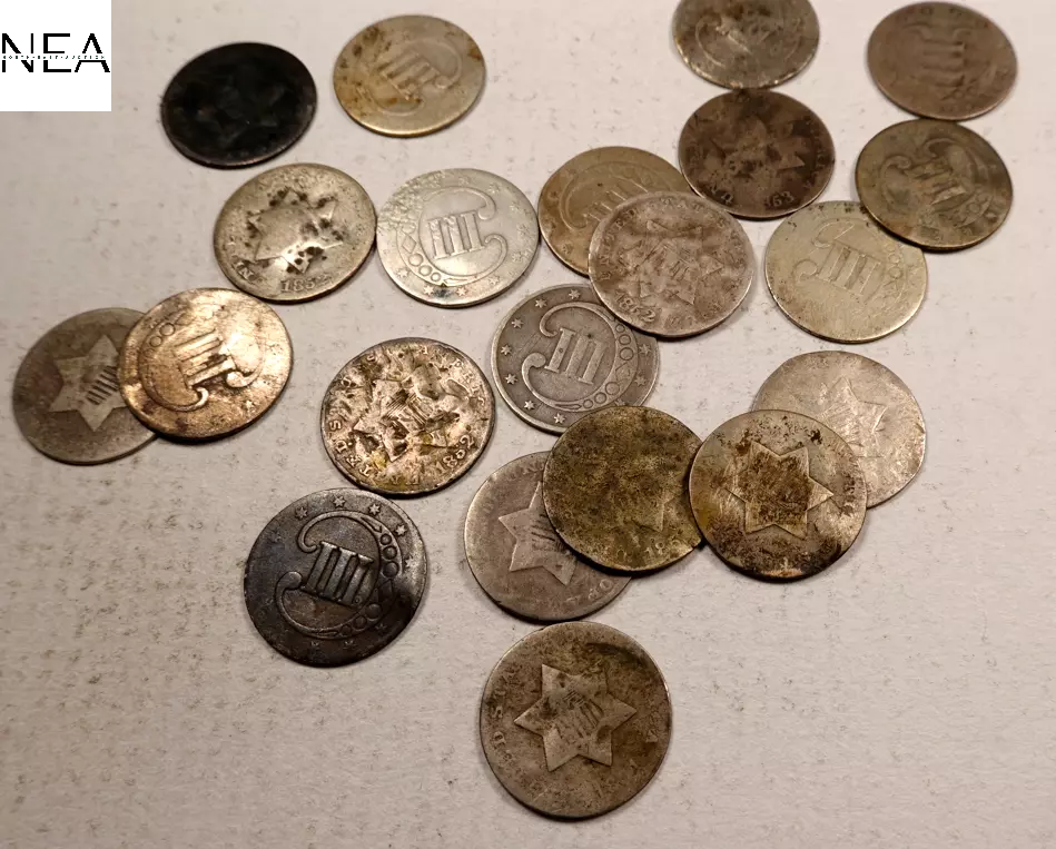 Silver Three Cent Coin - AG/Good - With Date
