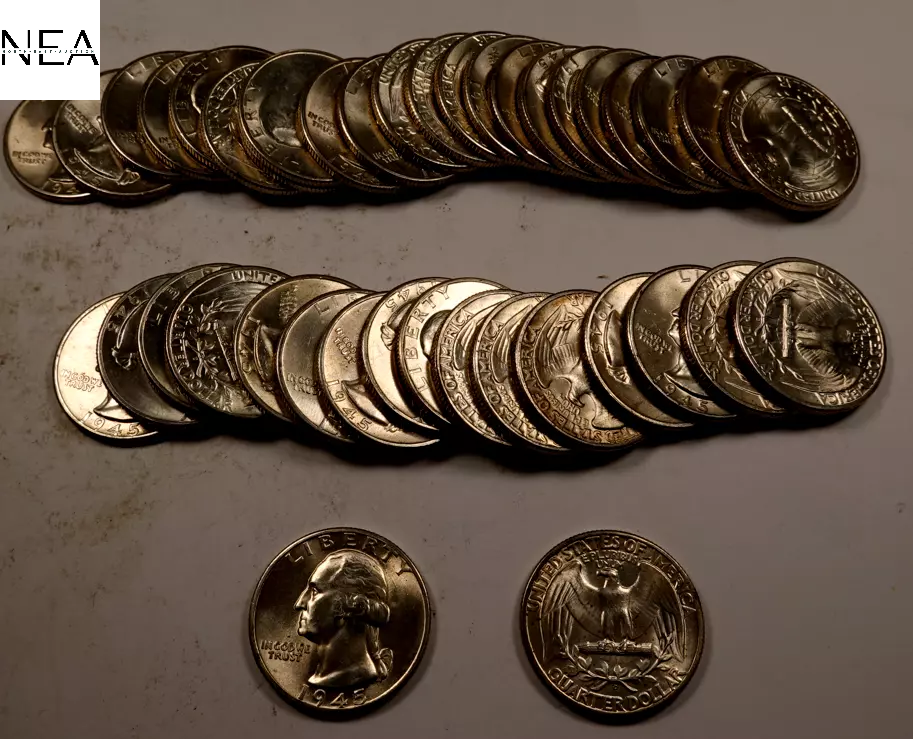1945-D Washington Quarter Roll - Gem BU