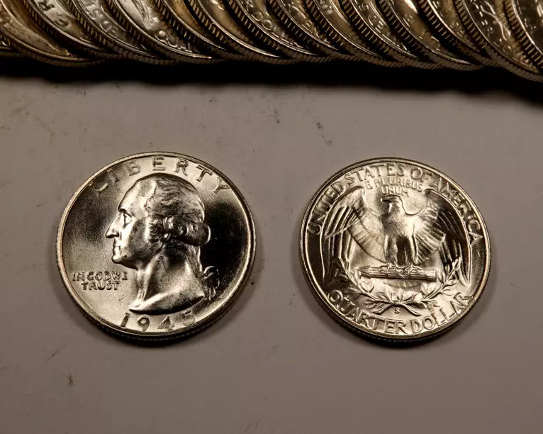 1945-S Washington Quarter Roll - Gem BU
