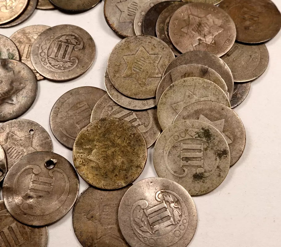 Silver Three Cent Coin Lot - Low Grade/Cull - 2 Coin Set