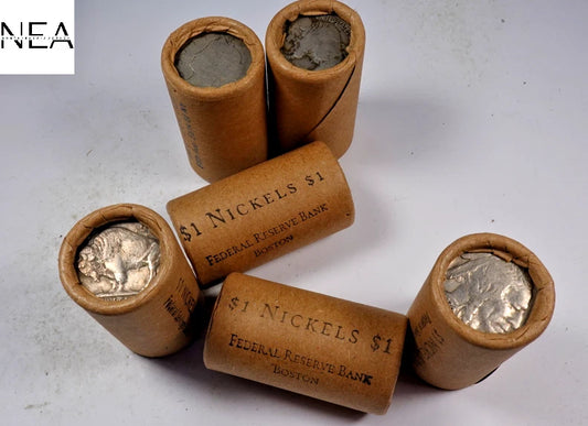 Sealed Buffalo Nickel Half Roll - Federal Reserve Boston