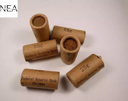 Lincoln Wheat Cent SEALED 25C Roll ~ Half Roll ~ Federal Reserve Bank Chicago