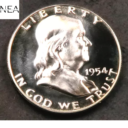 1954 Franklin Half Dollar - Gem Proof CAMEO (rainbow toned)